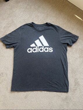 Adidas Men's Short Sleeve Logo Tee in Charcoal with White Logo